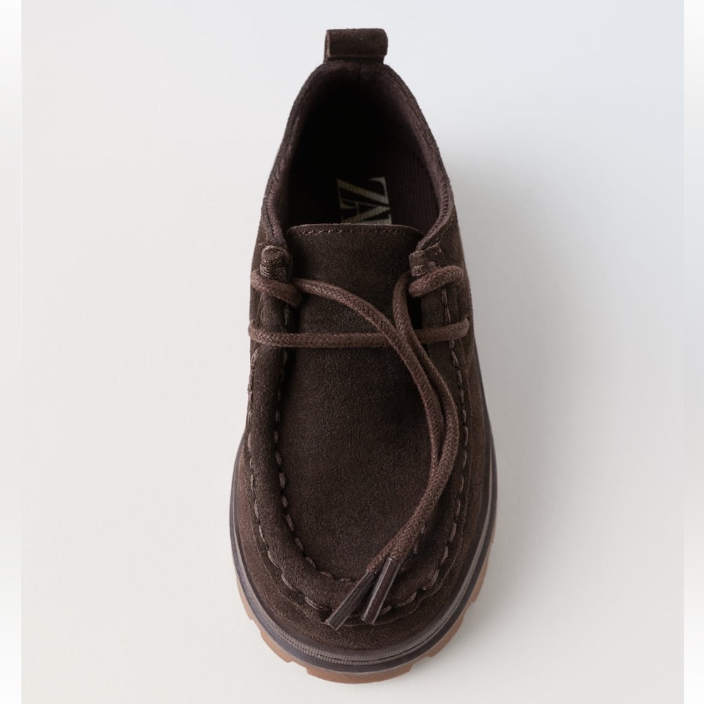 Zara Dark Brown Leather Lace-Up Shoes - Picture 3 of 7